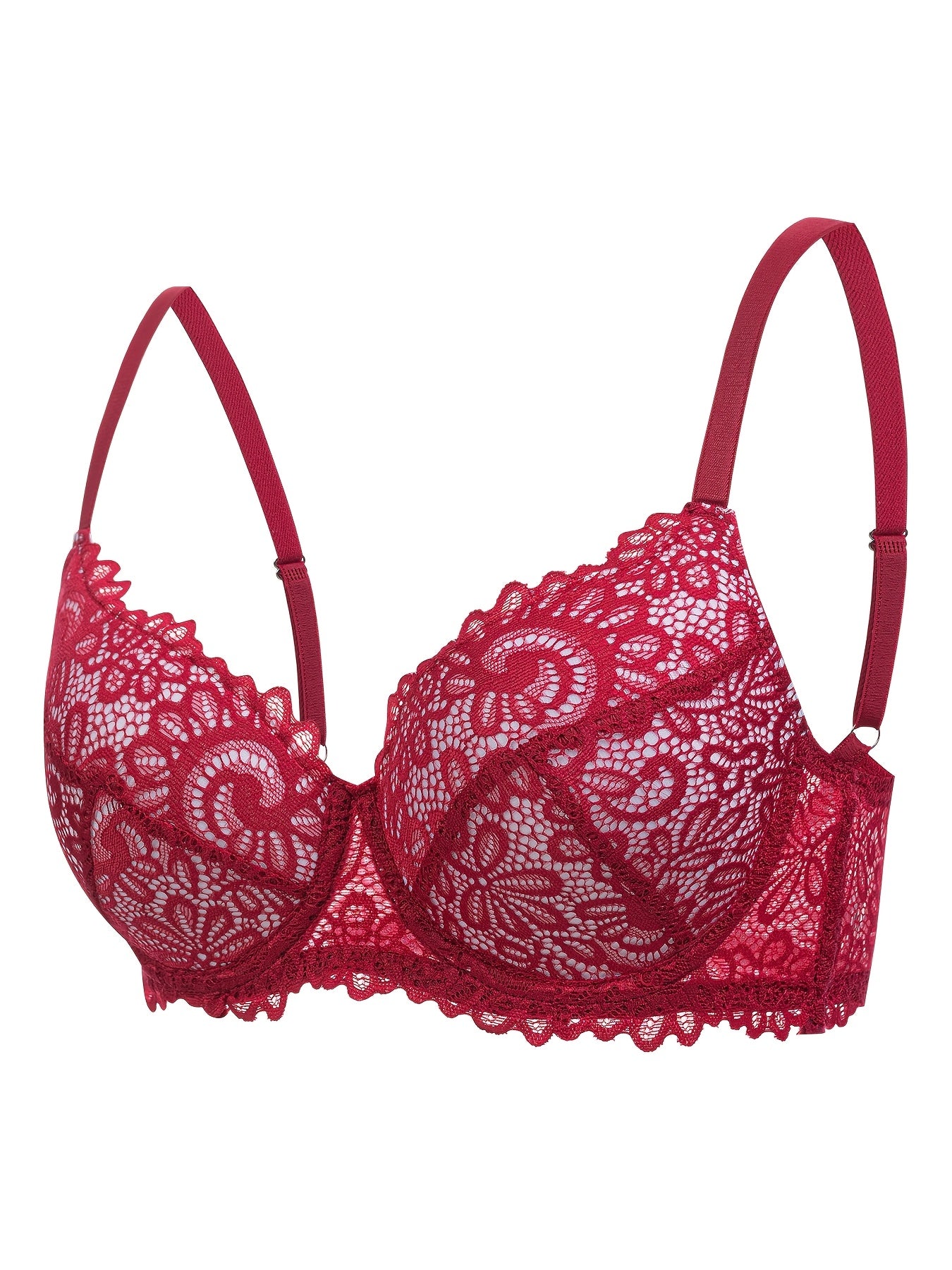 Ensemble de soutien-gorge contrasté en dentelle élégant trois pièces, confortable et respirant, parfait pour les tenues de la Saint-Valentin et de Noël