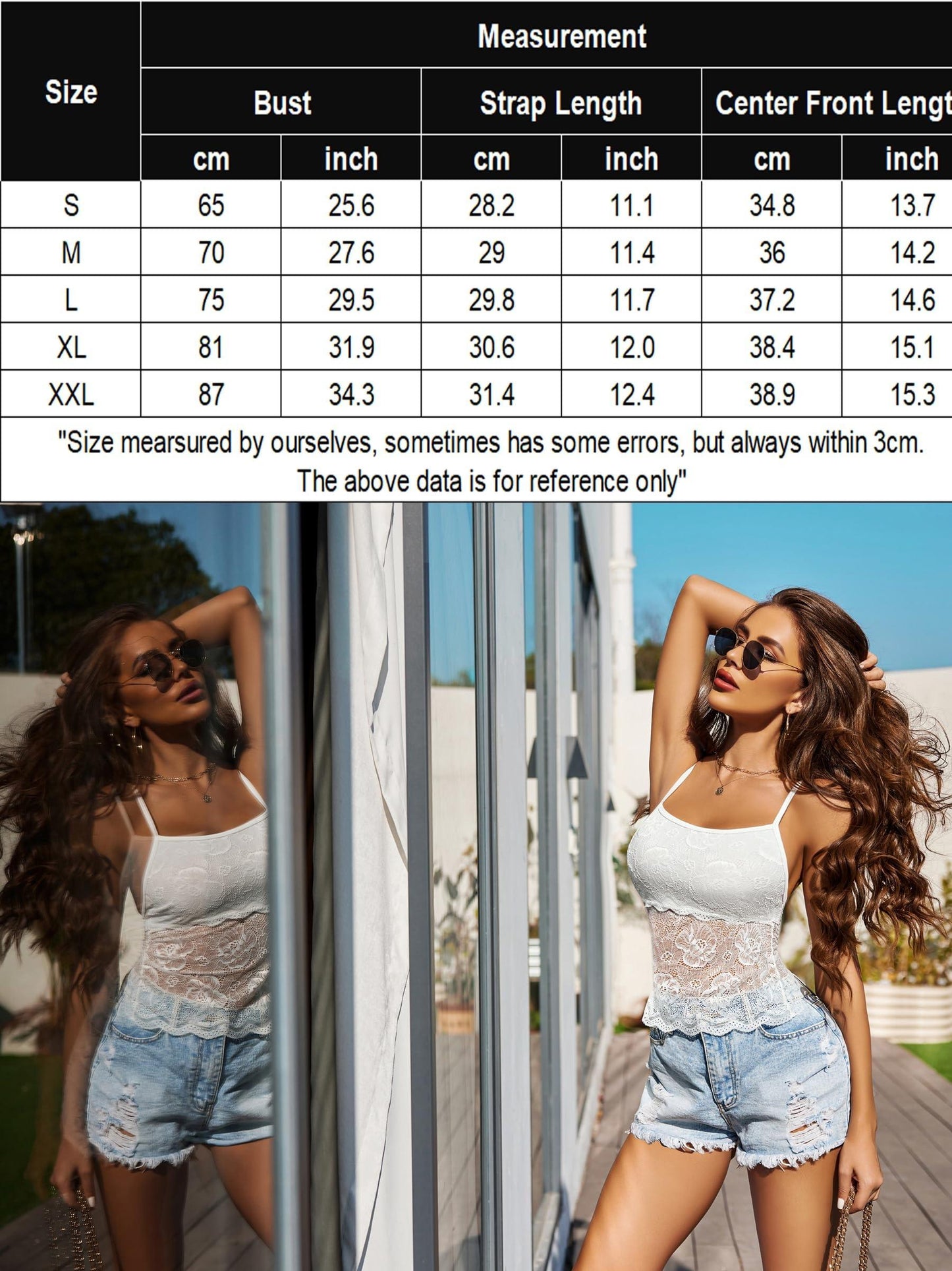 Débardeur Femme Dentelle Papillon Sous-maillot Spaghetti Ajustable Cuissard Cami Bustier Gilet Basique Moulant