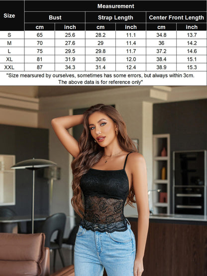 Débardeur Femme Dentelle Papillon Sous-maillot Spaghetti Ajustable Cuissard Cami Bustier Gilet Basique Moulant