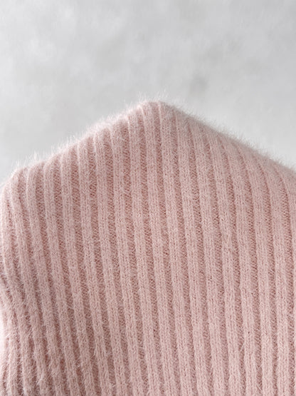 Élégant cardigan tricoté en dentelle rose avec boutons et couleur unie pour les femmes