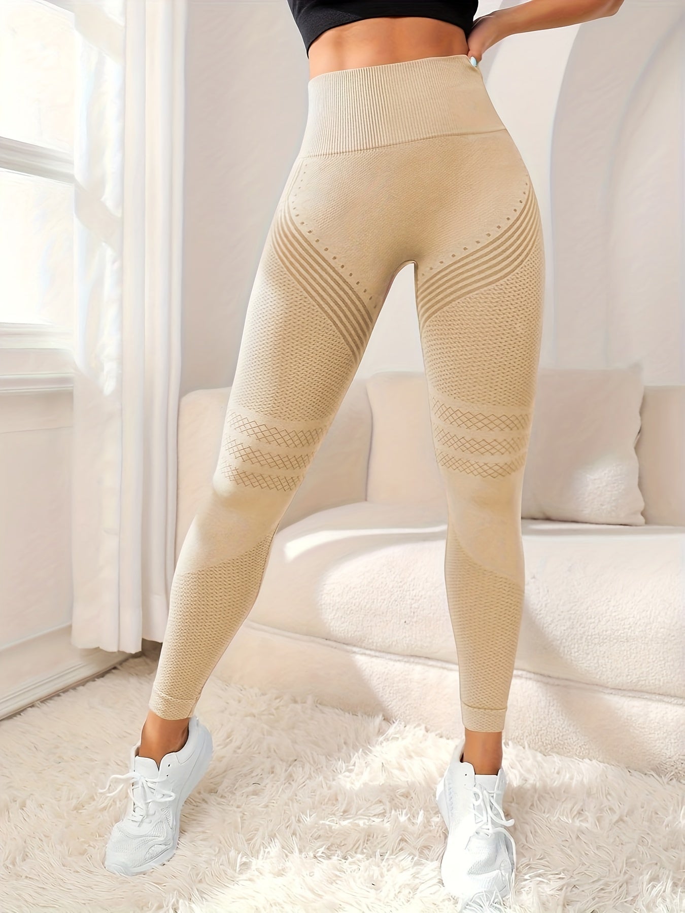 Leggings de sport taille haute sans couture pour femmes, pantalon de sport amincissant pour le contrôle du ventre pour la salle de sport, la course à pied, le yoga - Multicolore, haute élasticité pour l’automne et l’hiver